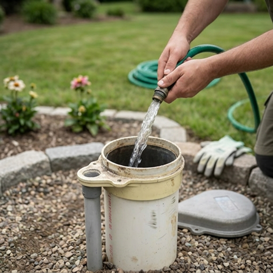 Circulating water through the well with a garden hose